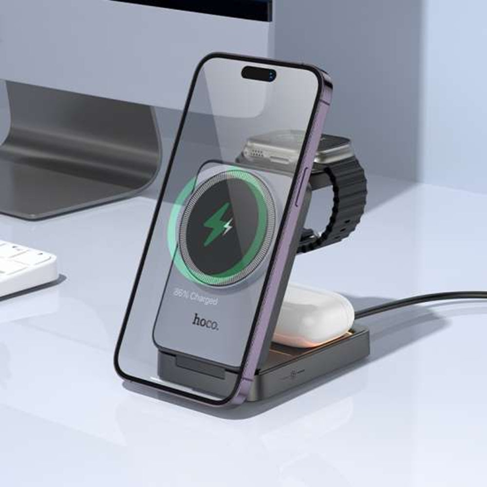 3 in 1 Foldable MagSafe Magnetic Wireless Charger Dock Stand Station 3 in 1 Foldable MagSafe Magnetic Wireless Charger Dock Stand Station